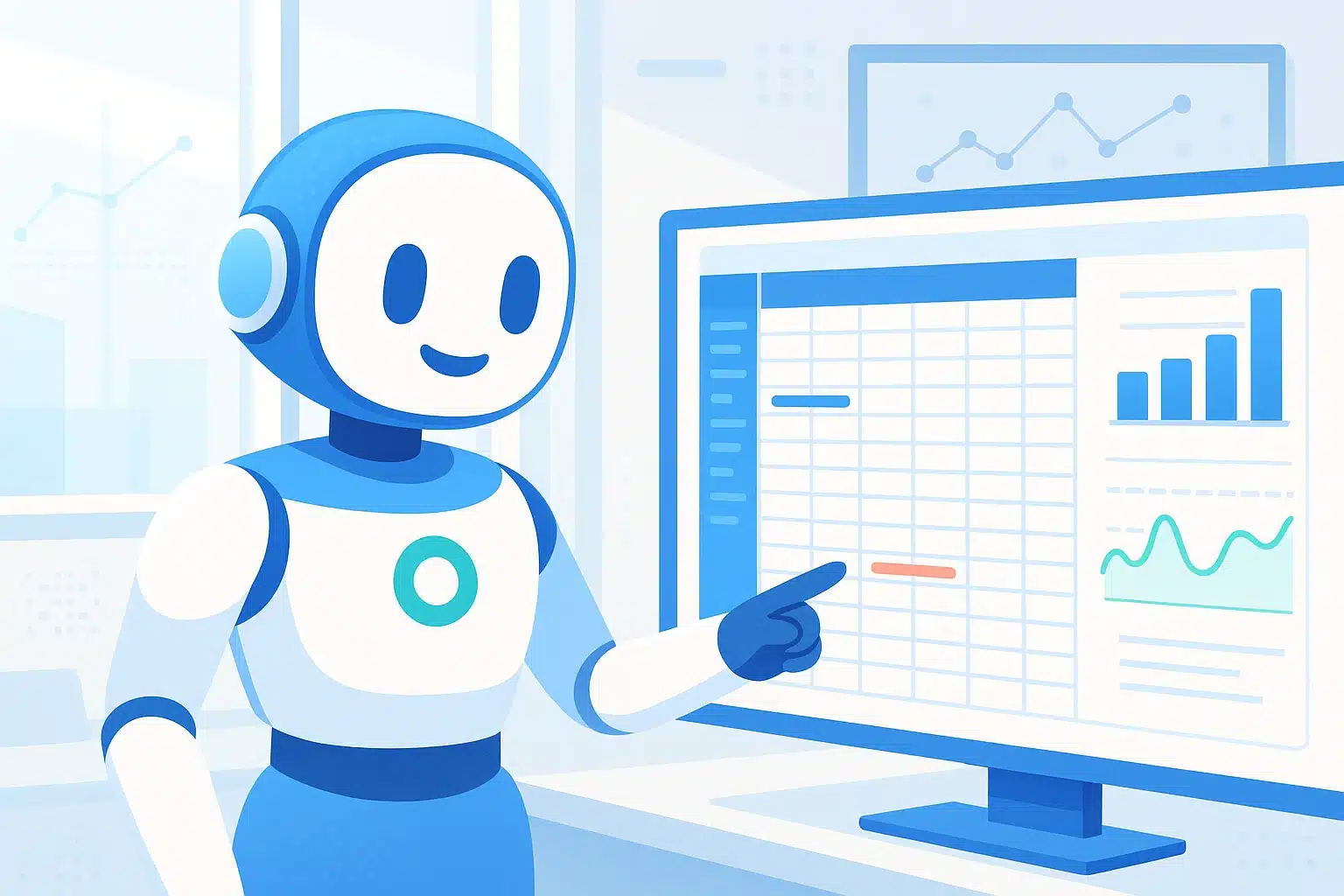 Bolt AI présentant une analyse de données sur un écran, avec des graphiques et des tableaux.