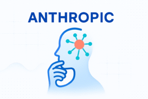 Illustration d'une tête humaine avec un motif de réseau neuronal et le mot 'Anthropic', représentant le concept de la pensée dans l'intelligence artificielle.