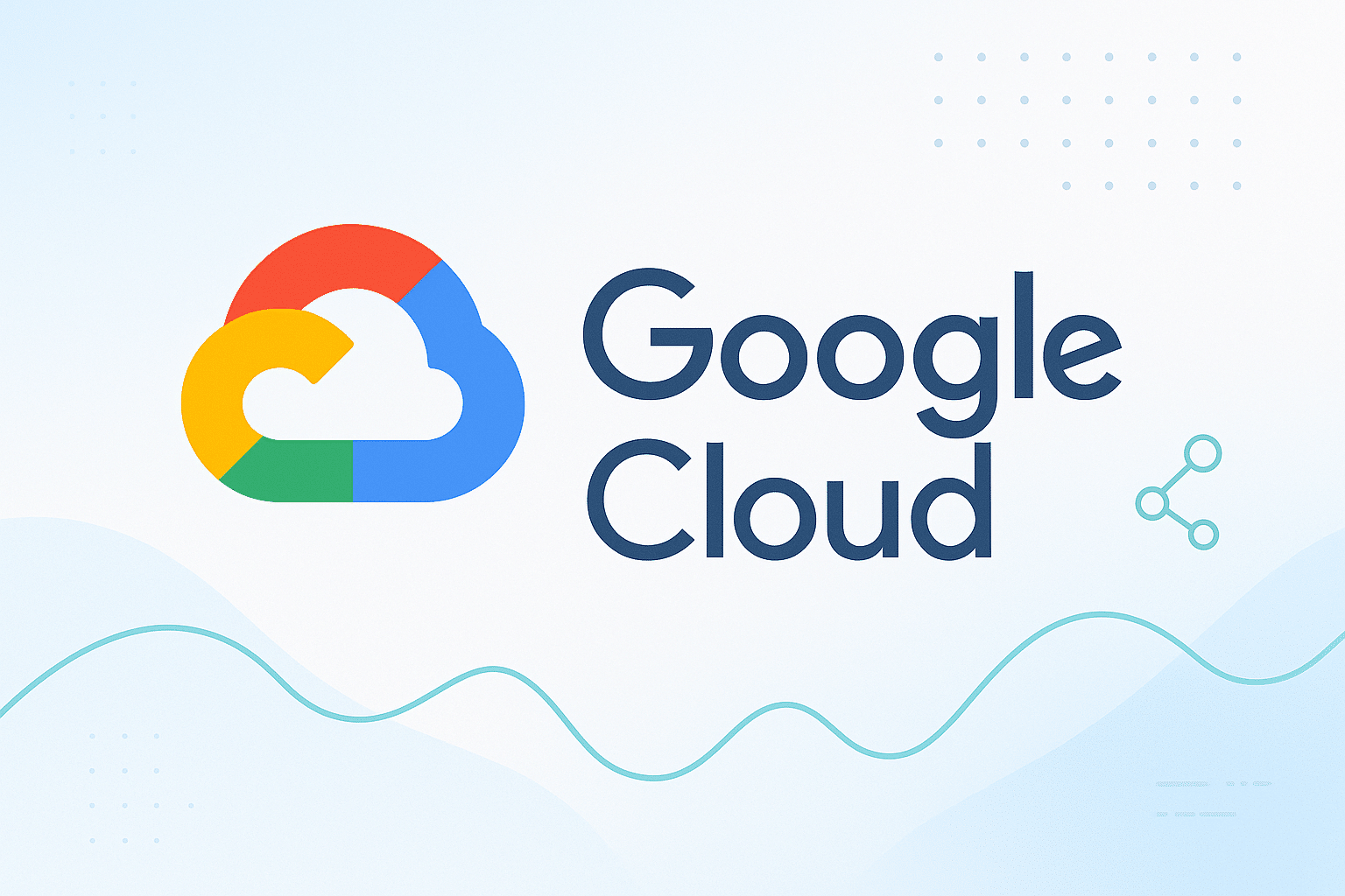 Logo Google Cloud sur un fond clair représentant le cloud computing et la collaboration sur les données.