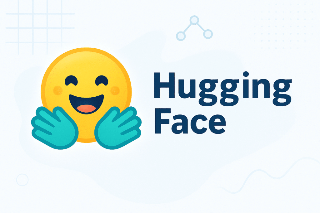 Logo Hugging Face représentant un emoji souriant aux bras ouverts, symbolisant la plateforme d’open machine learning.