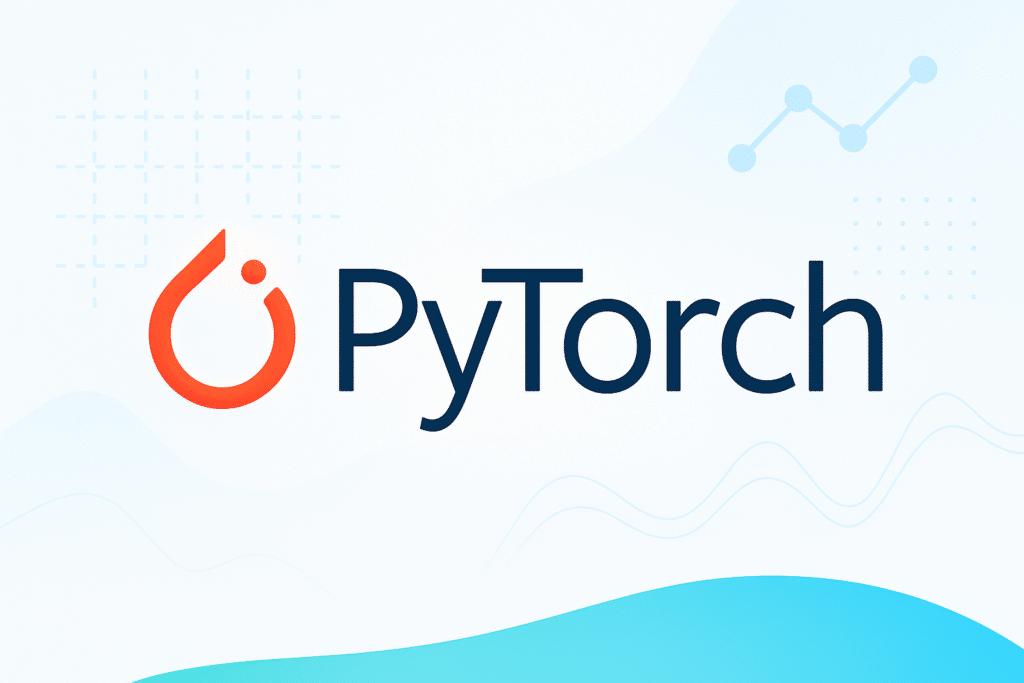 Logo PyTorch sur un fond numérique utilisé dans un article sur la sortie de PyTorch 2.9 par Meta.ùm*