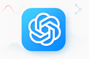 Logo de ChatGPT Atlas d’OpenAI affiché sur un fond bleu en dégradé avec de subtils éléments graphiques aux motifs technologiques.